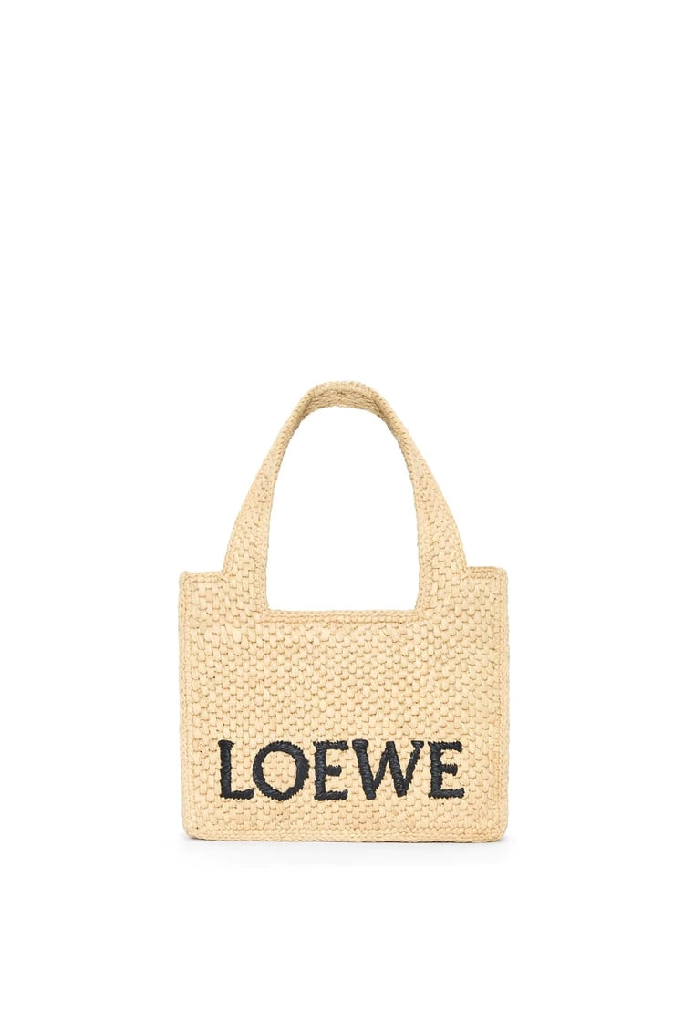 Mini LOEWE Font Tote in raffia
